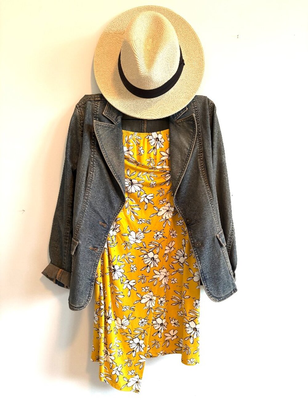 Loveapella Mustard Floral Midi Skirt Size Small Rayon Stretch